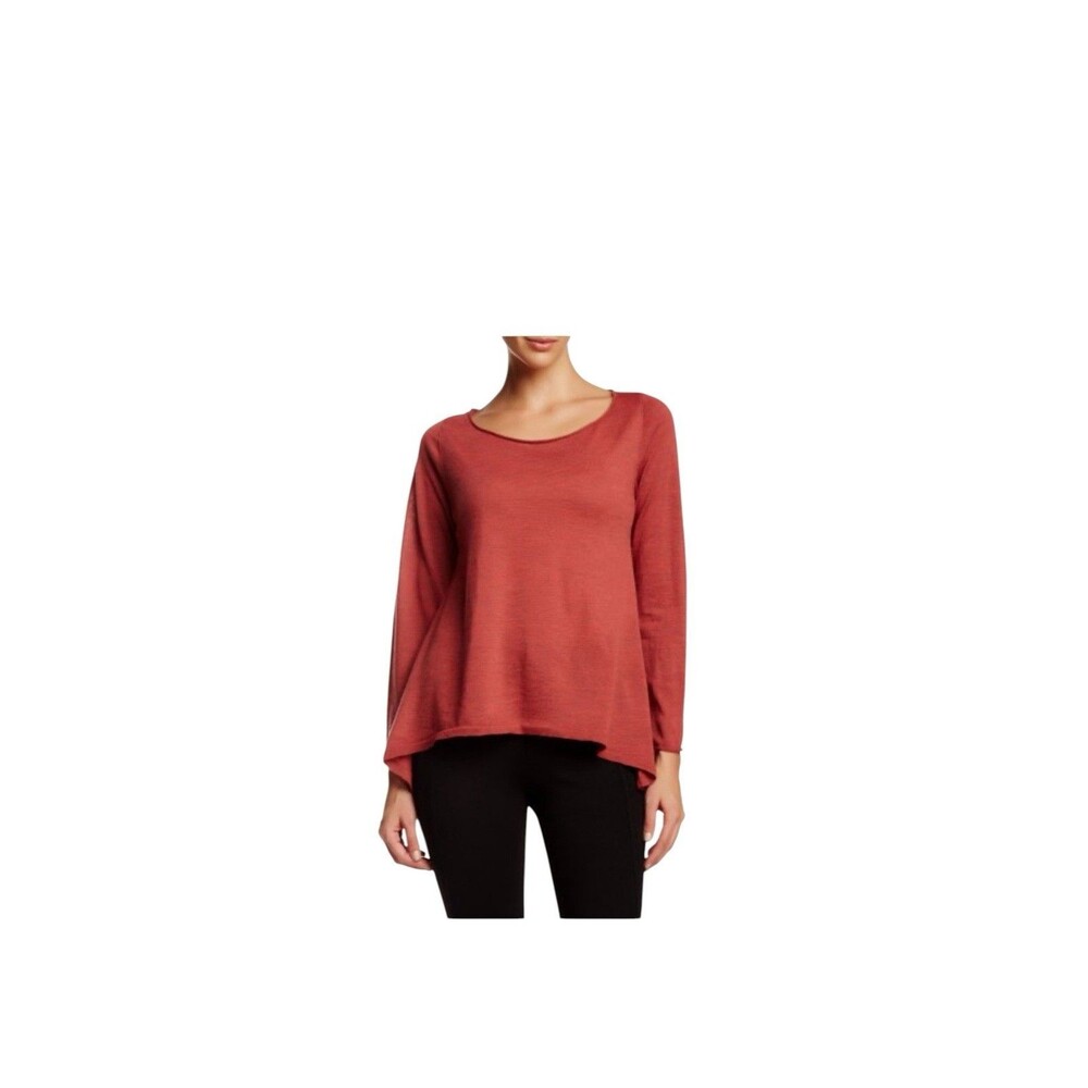 Eileen Fisher Wool Red Sweater Top size Medium Excellent